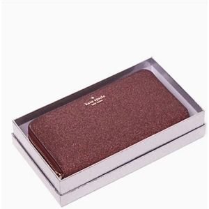 KATE SPADE BOXED SHIMMY GLITTER LARGE CONTINENTAL WALLET IN DEEP NOVA (BURGUNDY)